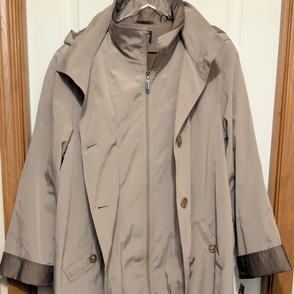 Gallery Women Water Repellent Full Length A-line Trenchcoat with Removable Liner